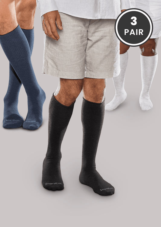 Seamless Over-the-Calf Socks for Adults - White, Black, and Navy 3 Pack