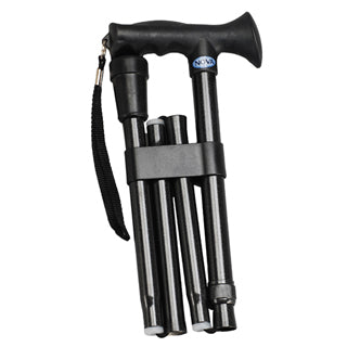 Folding Cane Black Soft Grip