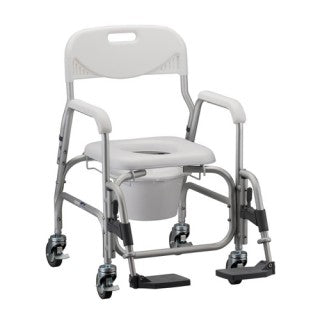 Deluxe Shower Commode W/Wheels & Swingaway Footrests