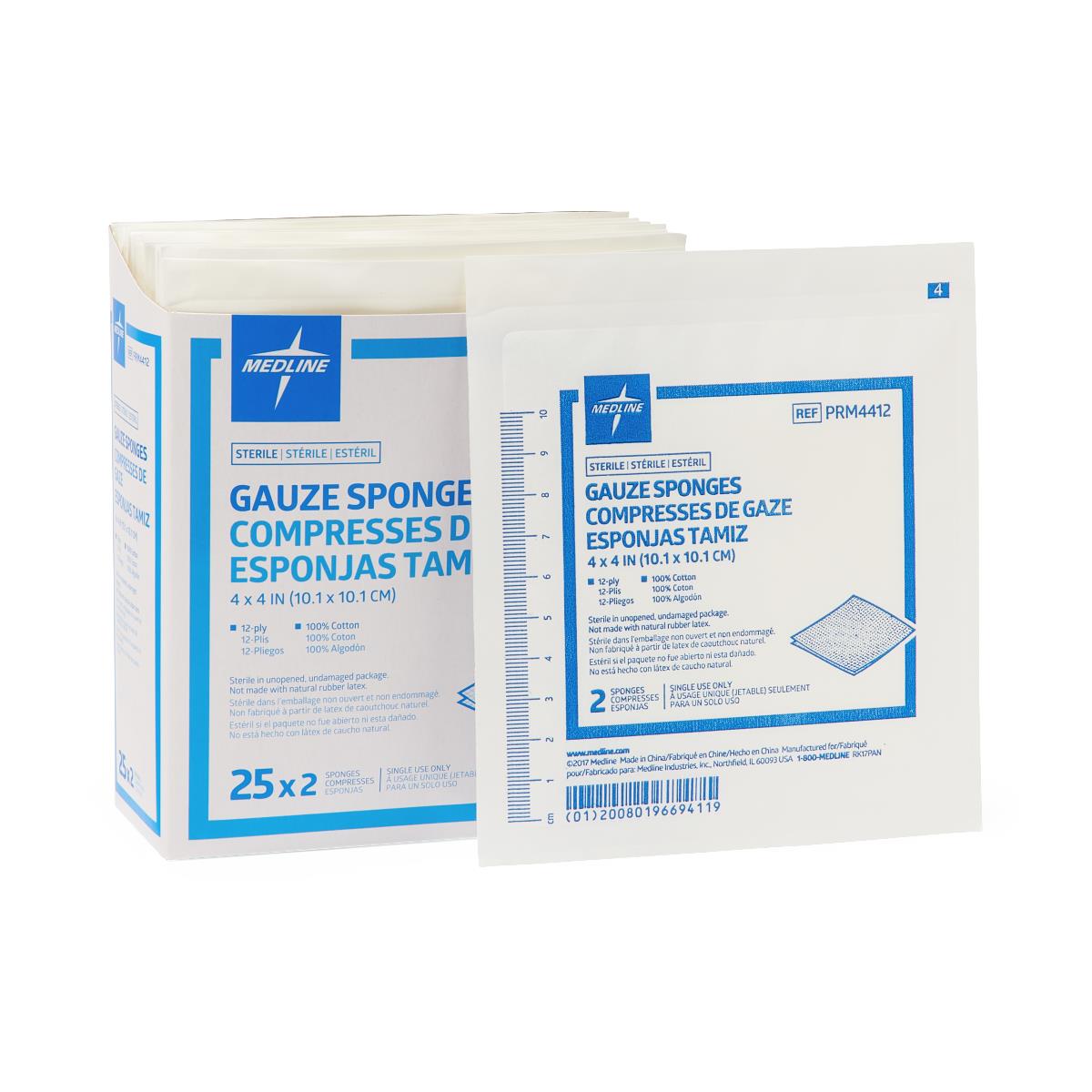 Gauze Sponge 4X4, Sterile, 12-Ply 2-Packs