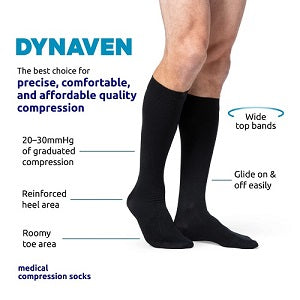 Sigvaris Dynaven Men's 20-30mmHg Knee High Compression Stockings (Special Order Only) X-Large - Short / Black