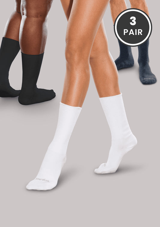 Seamless Crew Socks for Adults - Black, White, and Navy 3 Pack