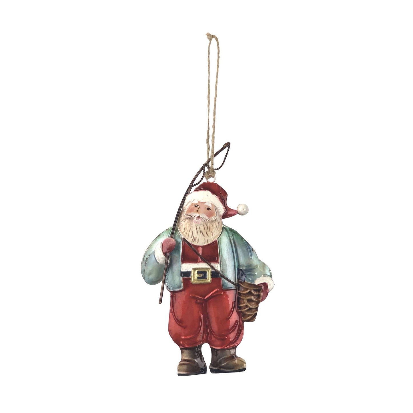 Christmas Capiz Christmas Fishing Santa Ornament