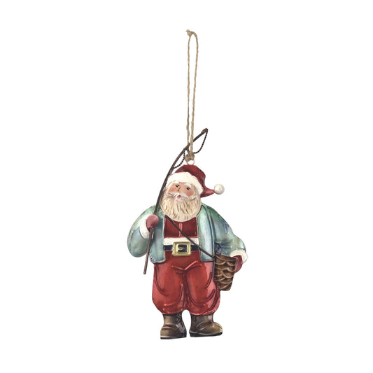 Christmas Capiz Christmas Fishing Santa Ornament