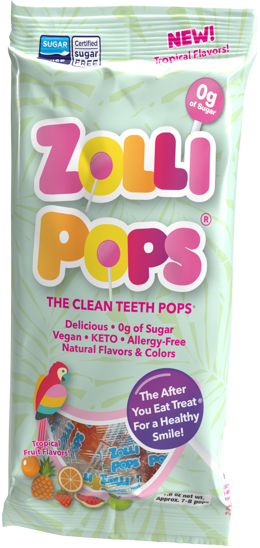 New! Zollipops Tropical - 1.6oz Pouch (12/Display Tray)