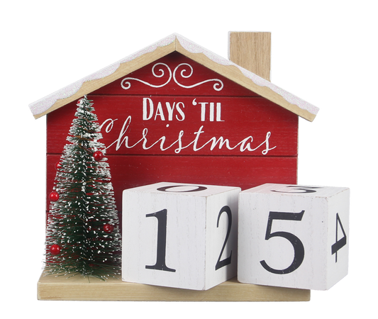 Wood Christmas House Countdown Calendar