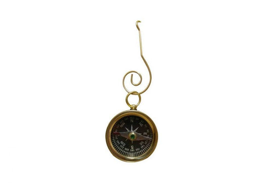 Solid Brass Decorative Compass Christmas Ornament 4"
