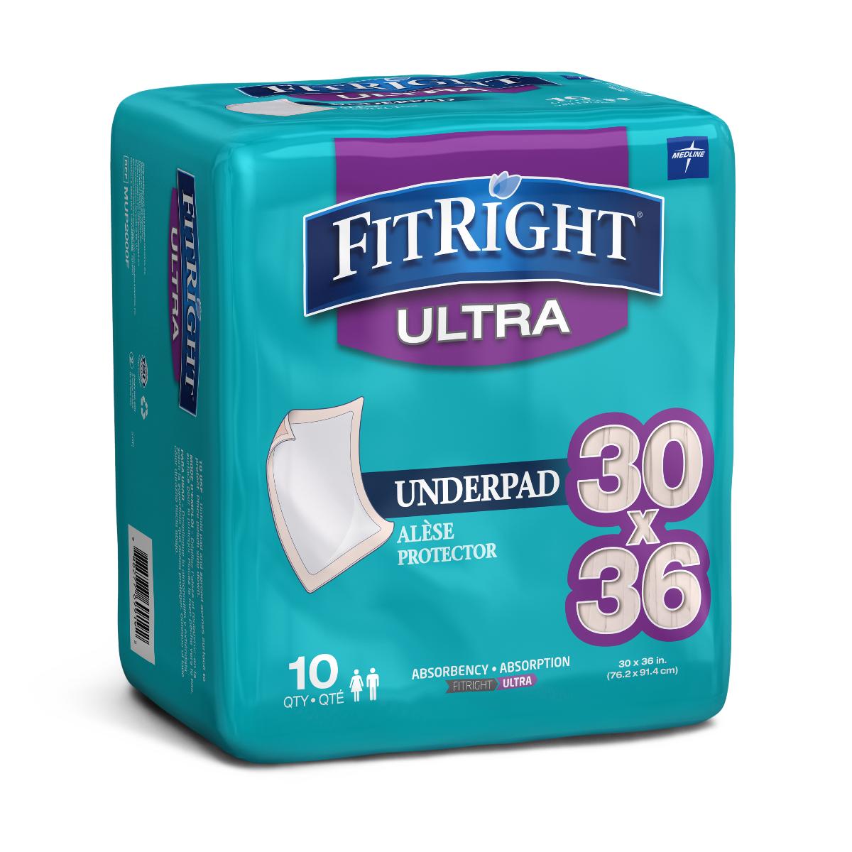 FitRight Ultra Disposable Underpads 30x36